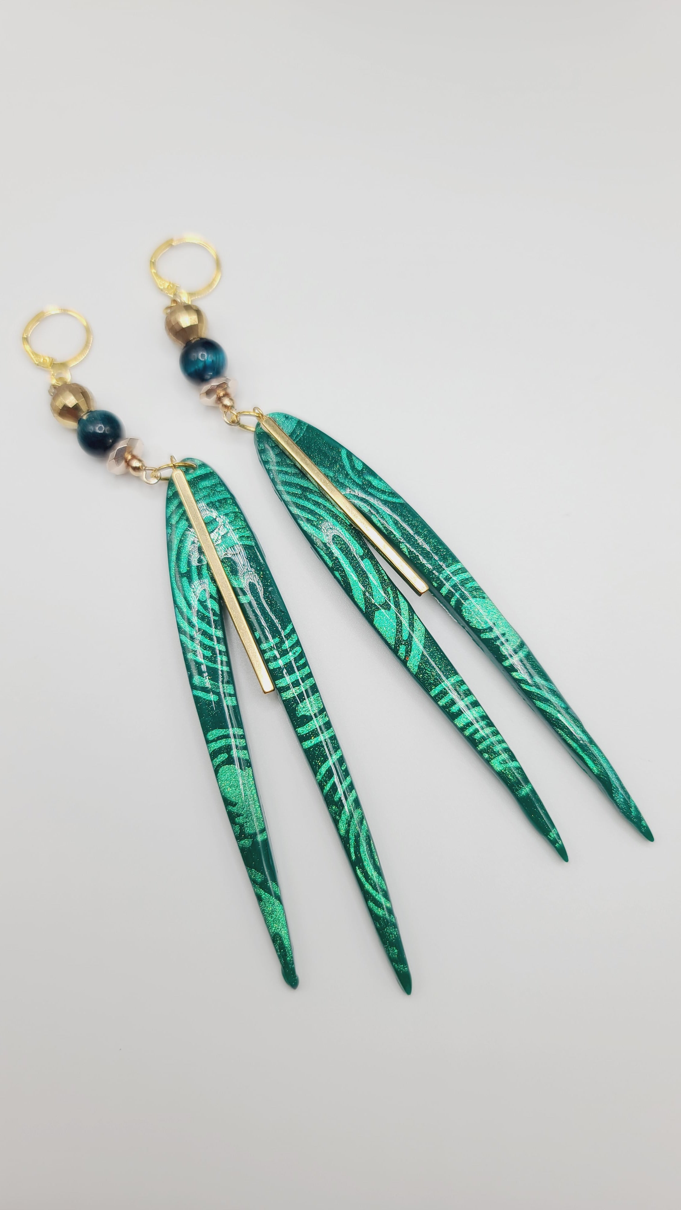 Teal green clay Earrings (Mosaic 1375)