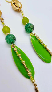 Lime green and gold earrings! (1282 Mosaic)