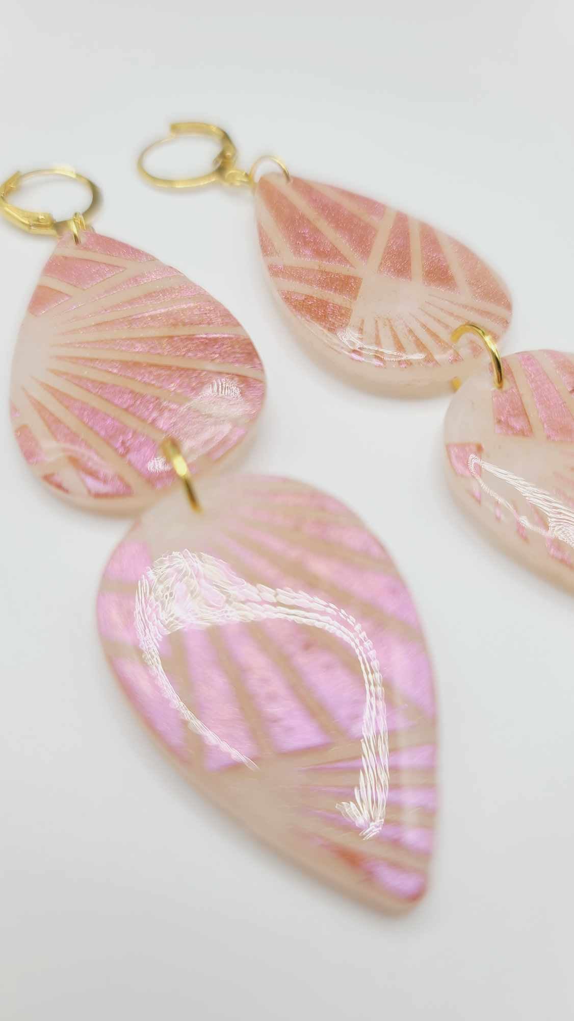 Pink clay Earrings (Gold Rush 1391)