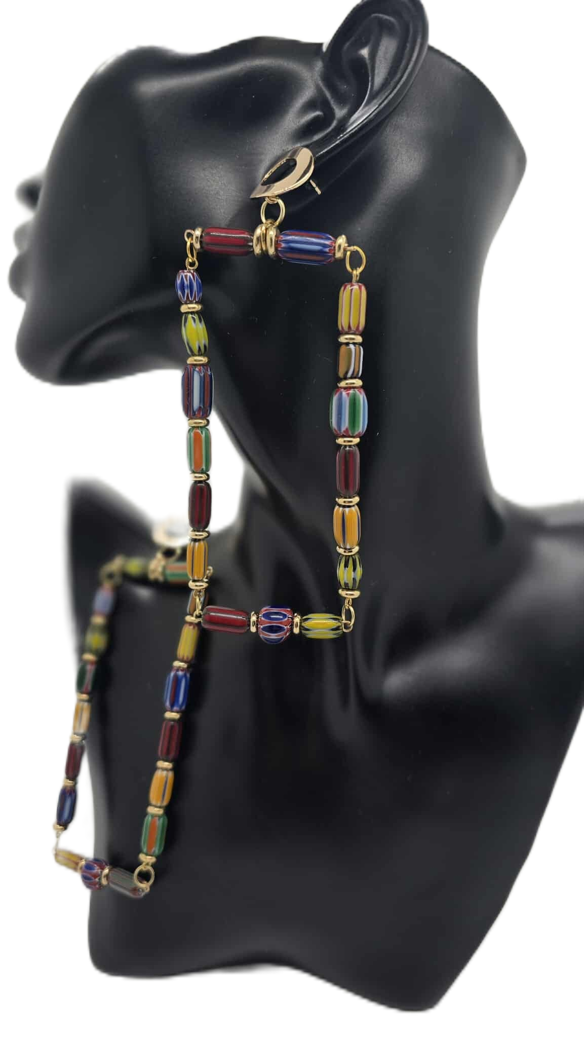 Mosaic Glass Beaded Earrings & Infinity Bracelet (Influencer 1580)