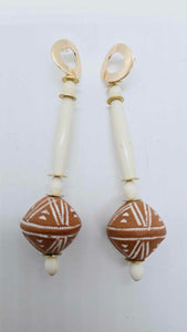 Tan and creme Earrings (Ethnix 1314)