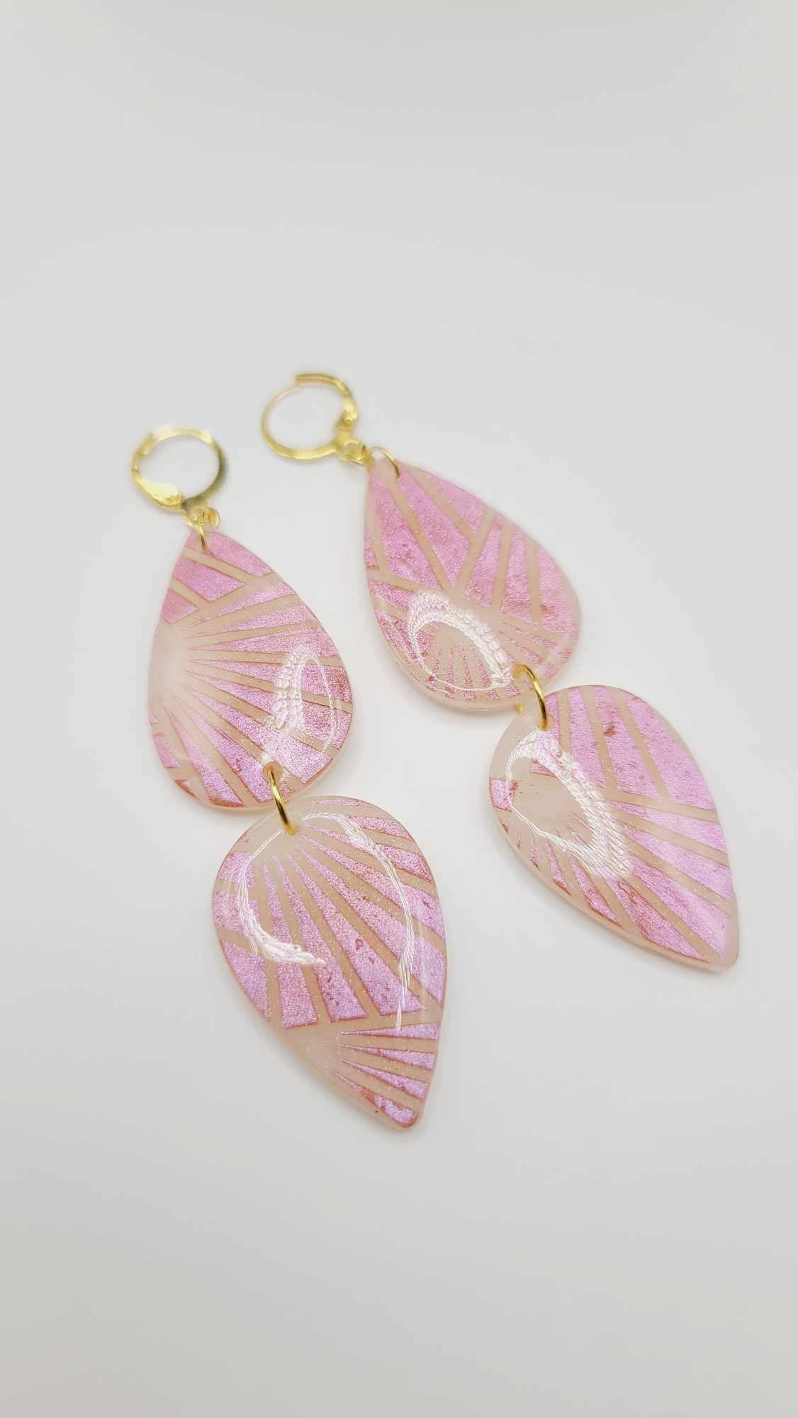 Pink clay Earrings (Gold Rush 1391)