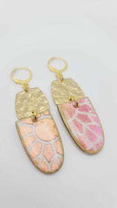 Sunburst pink brass Earrings (Gold Rush 1507)