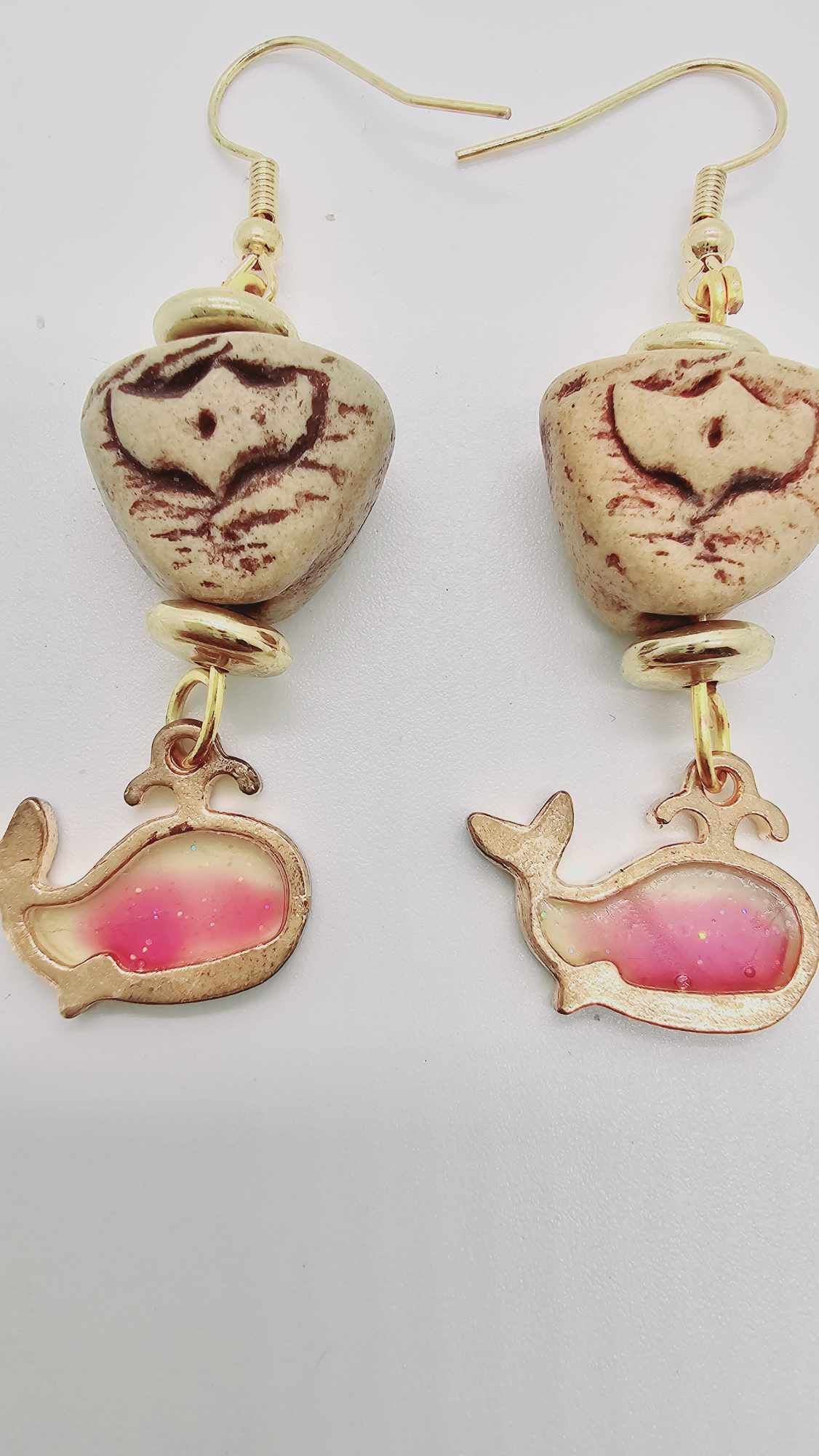 Pink whale Earrings (Short 1451)