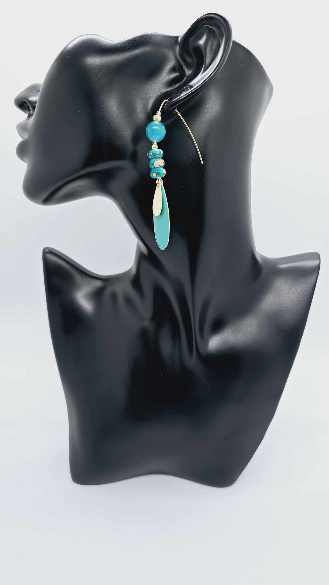 Teal green and gold earrings! (1287 Mosaic)