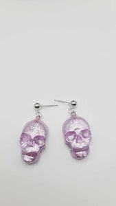 Lavender purple skull Earrings (Short 1429)