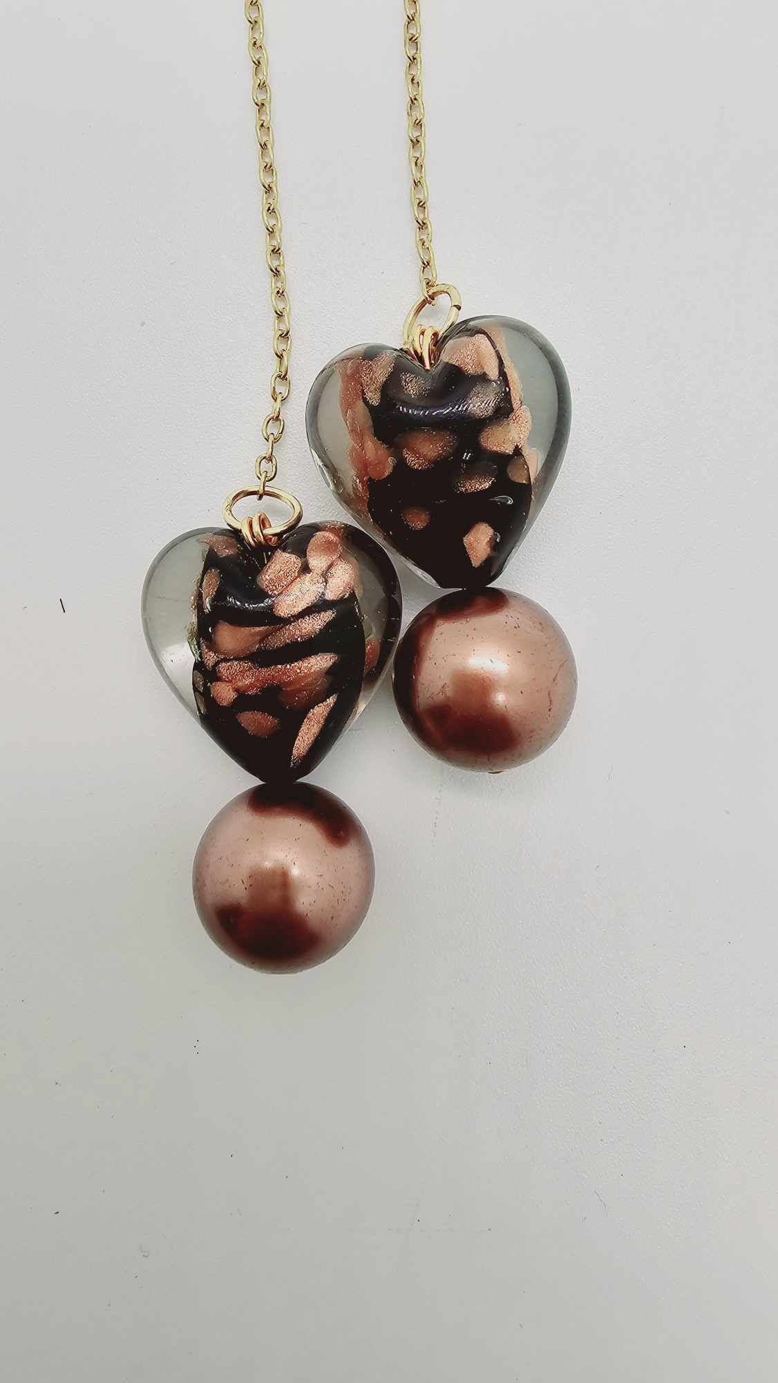 Copper glass heart Earrings (Gold Rush 1438)