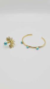 Gold Plated Bracelet with turquoise clay (Bracelet 1516)