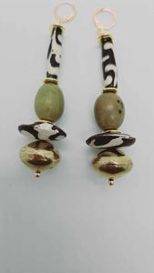 Black and white Batik bone Earrings (Ethnix 1331)