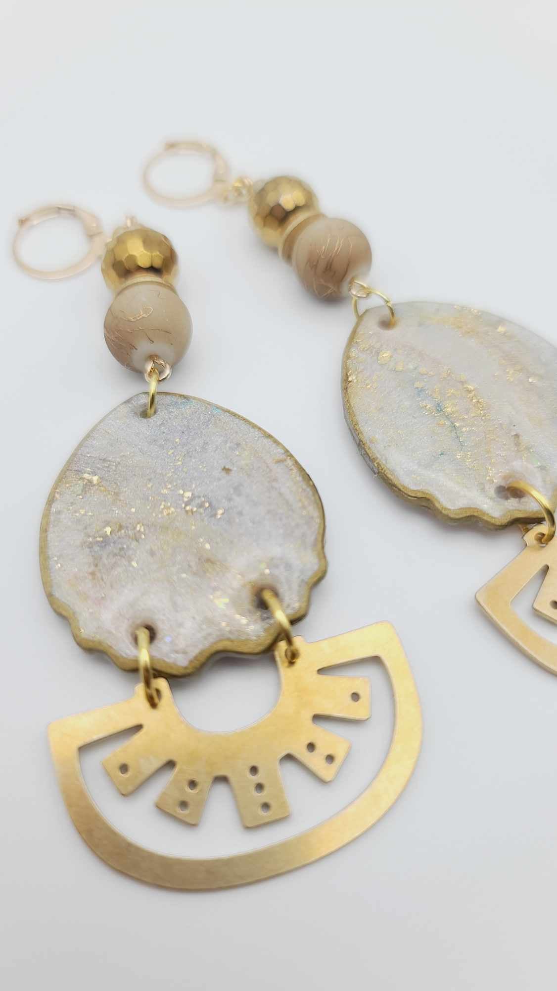 Grey and gold brass Earrings (Gold Rush 1506)