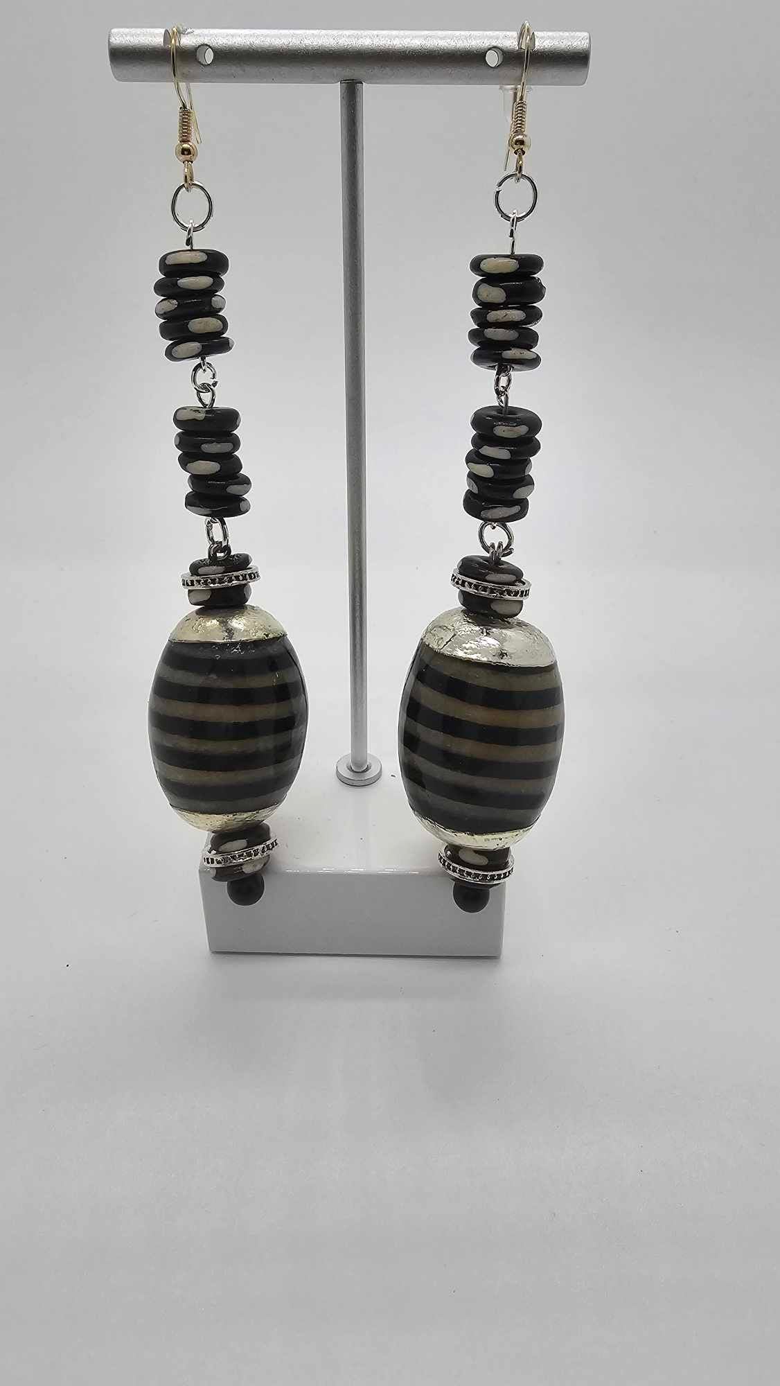 Black striped Earrings (Ethnix 1469)