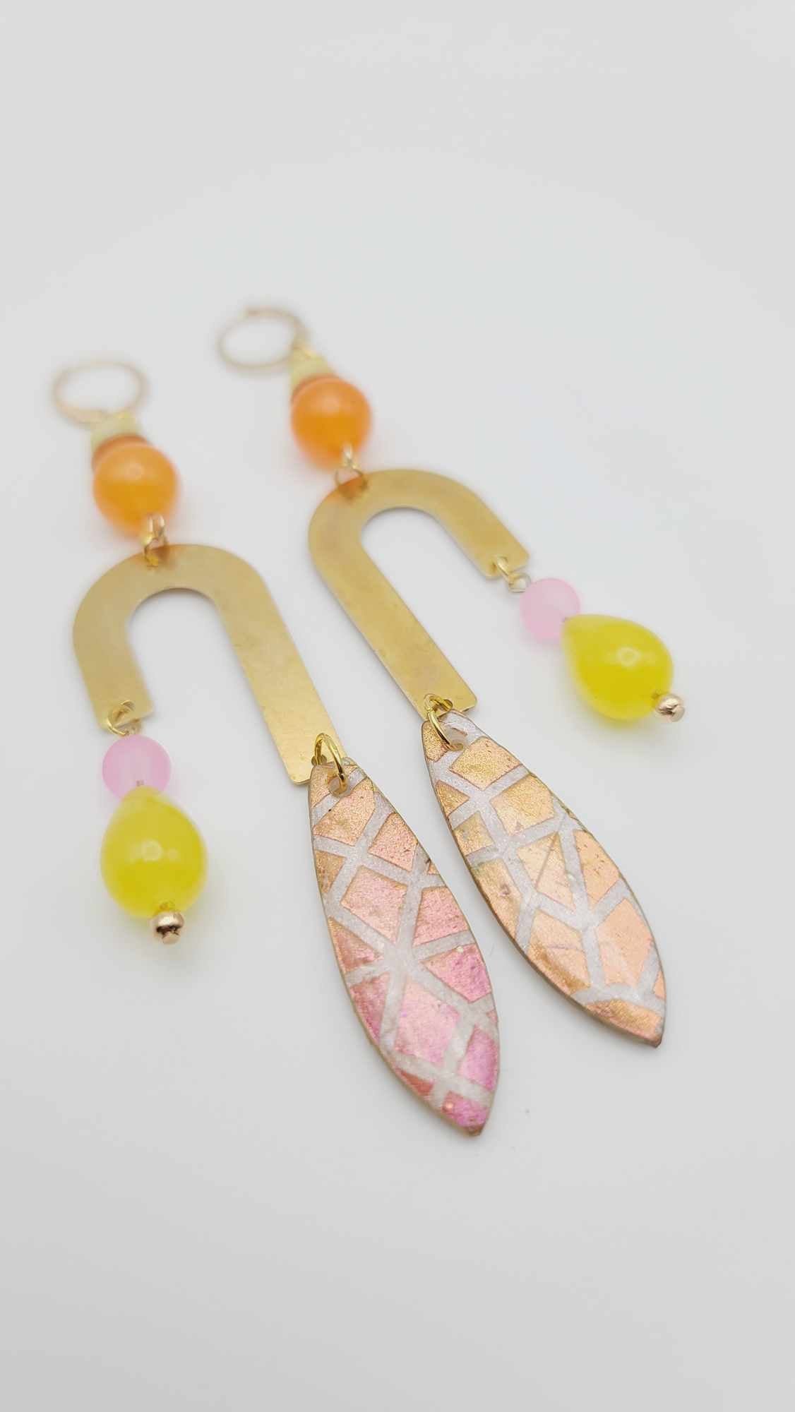 Orange hues clay Earrings (Gold Rush 1508)