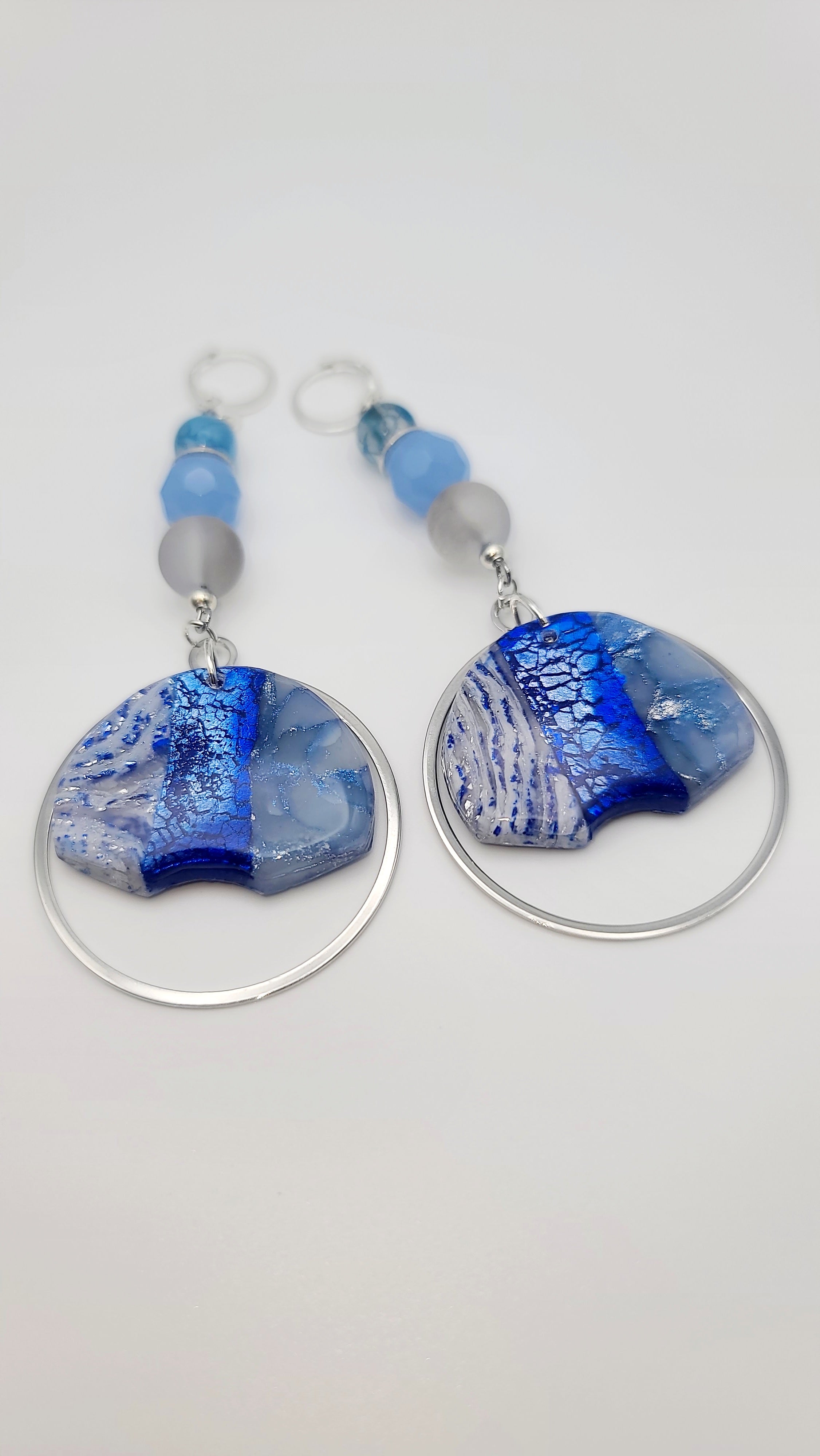 Blue and silver clay Earrings (Savage 1502)