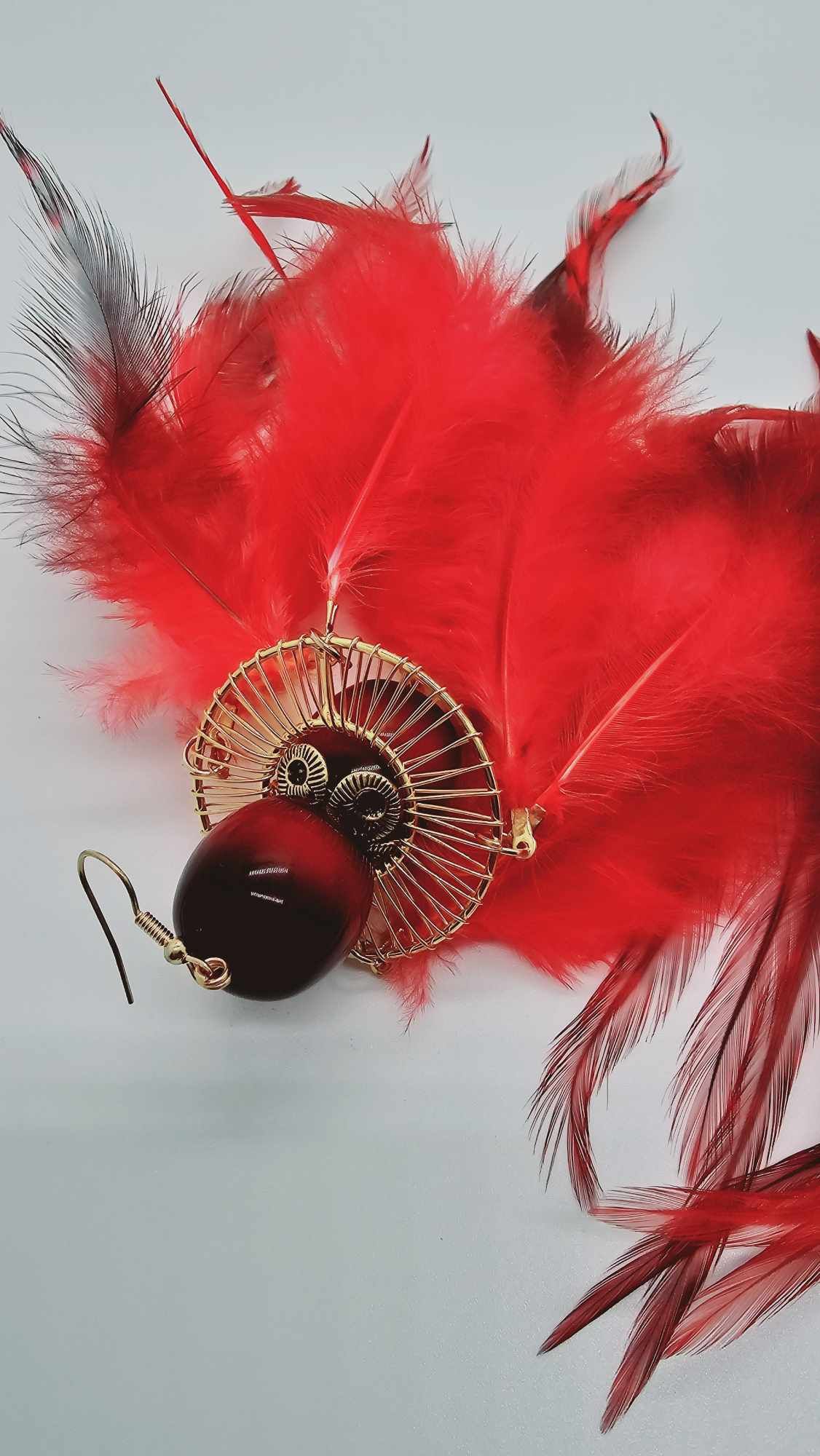 Red feather Earrings (BBW 1446)