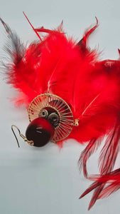 Red feather Earrings (BBW 1446)