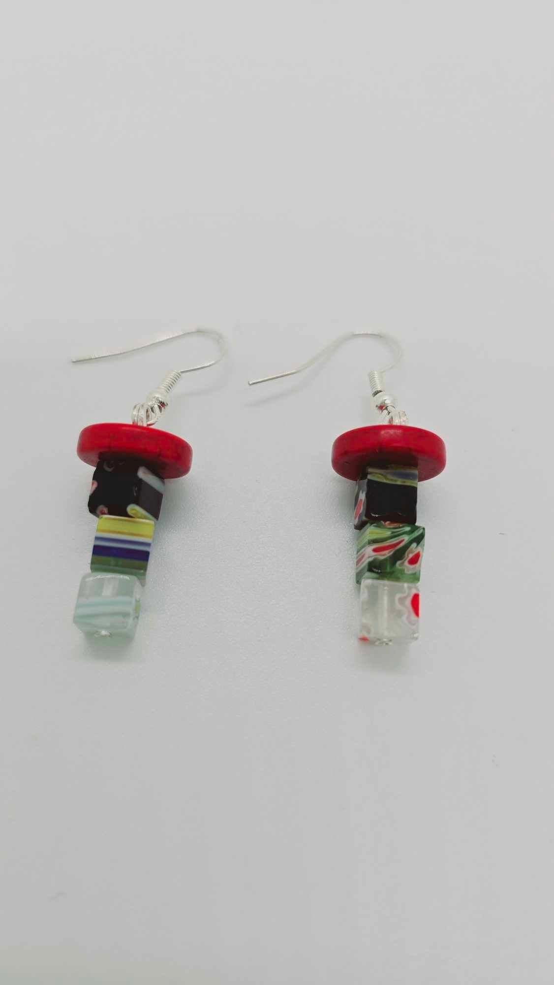 Multi colored glass Earrings (Short 1354)