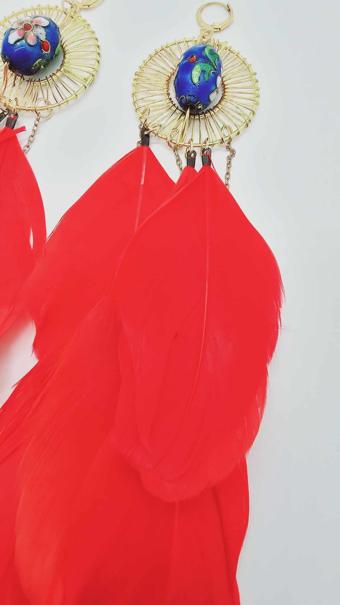 Red feather Earrings (BBW 1445)