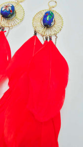 Red feather Earrings (BBW 1445)