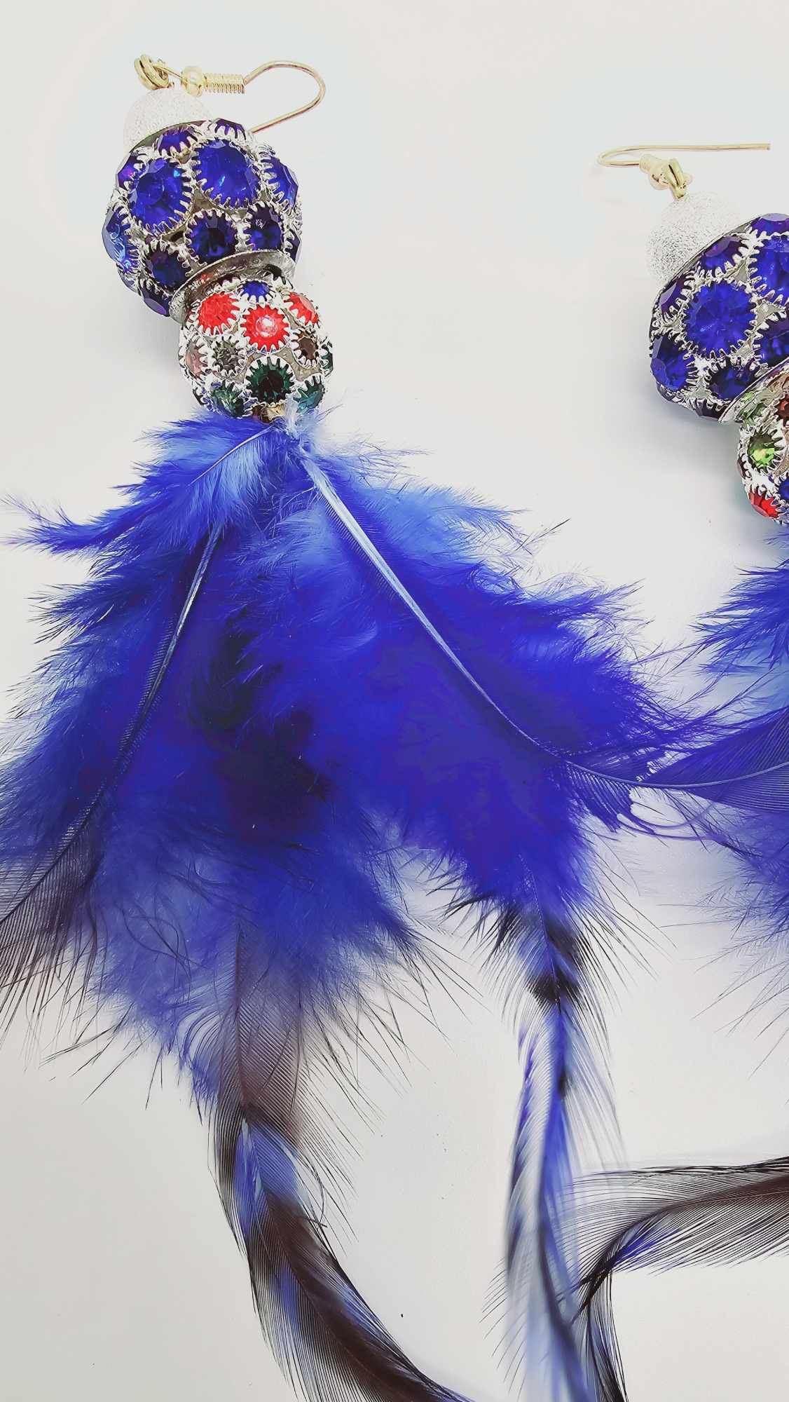 Blue pave feather Earrings (BBW 1441)