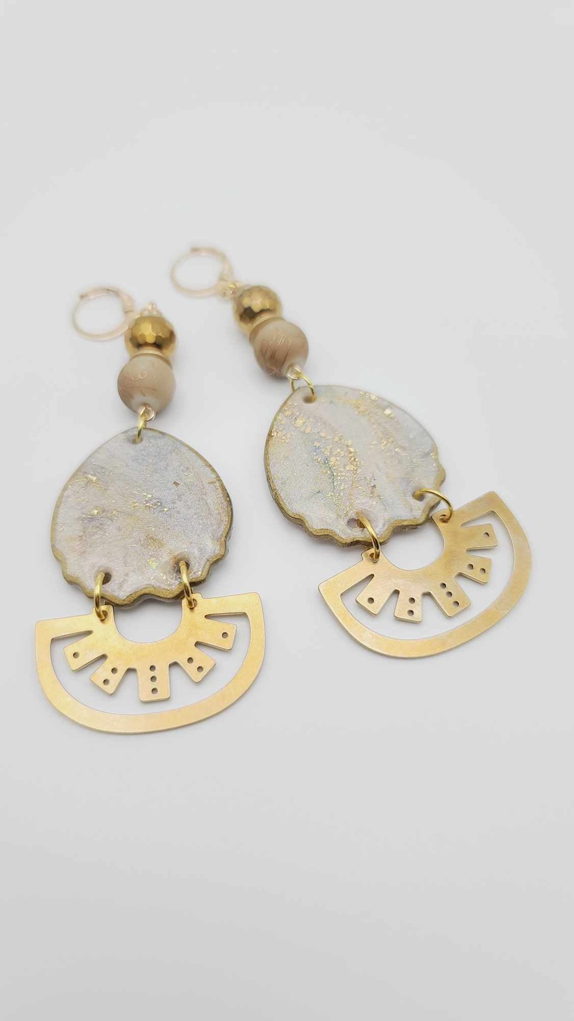 Grey and gold brass Earrings (Gold Rush 1506)