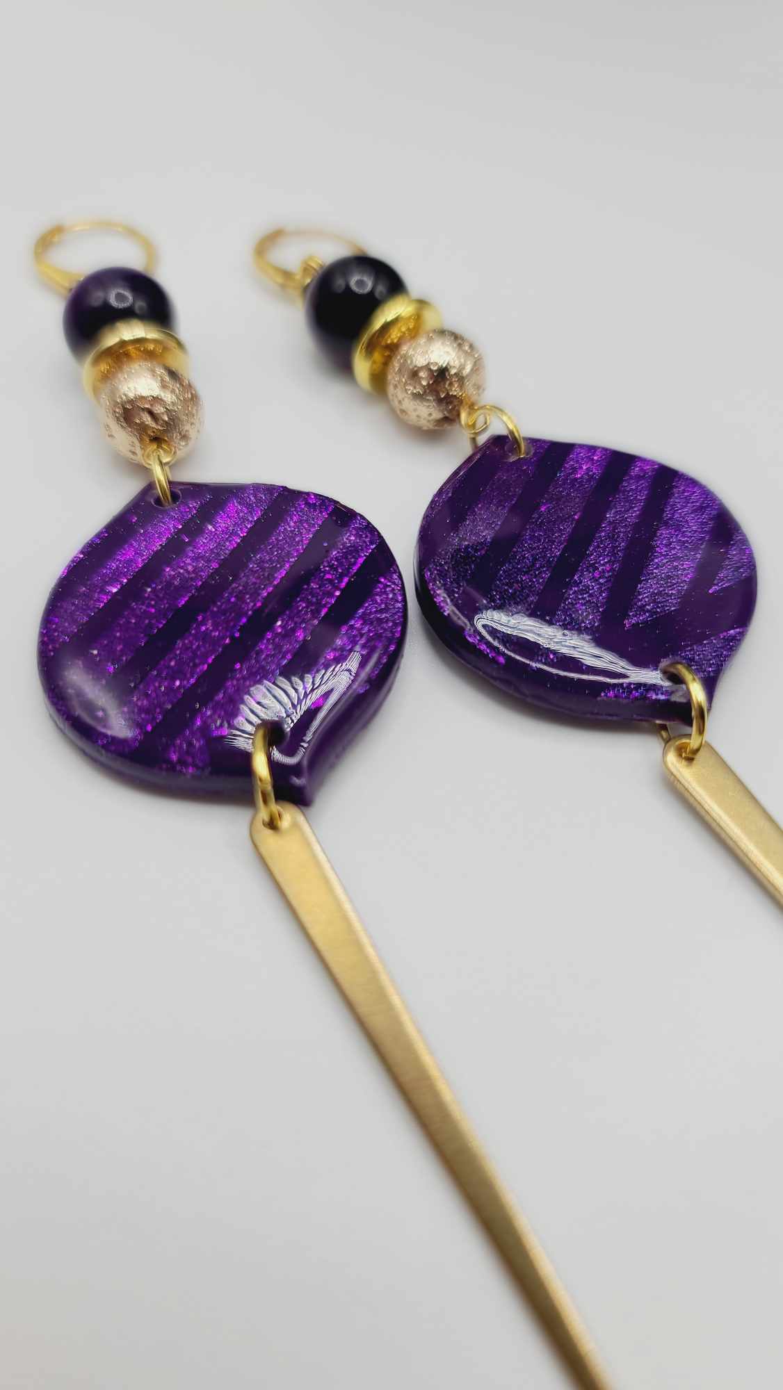 Purple clay Earrings (Gold Rush 1389)