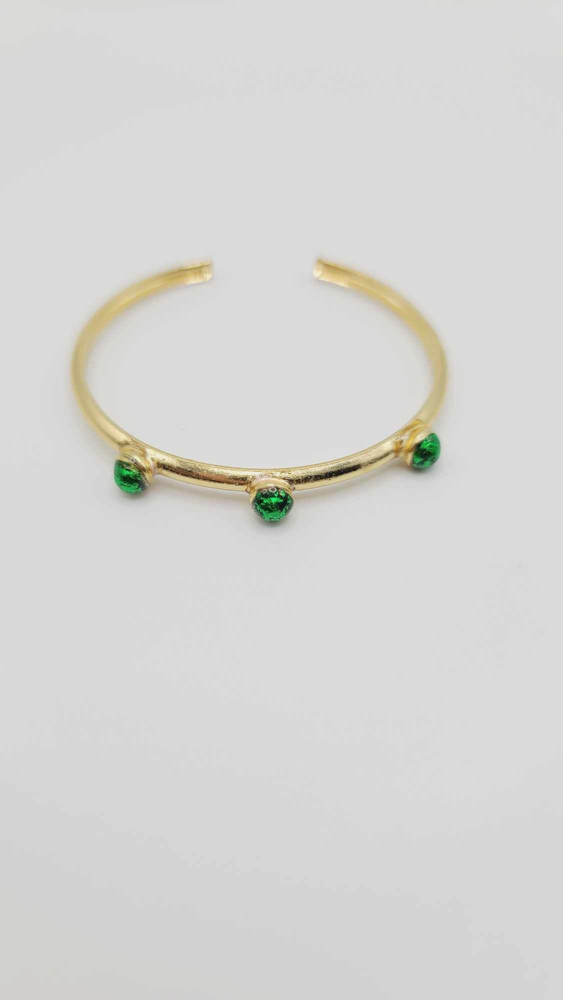 Gold Plated Bracelet with emerald green clay (Bracelet 1517)