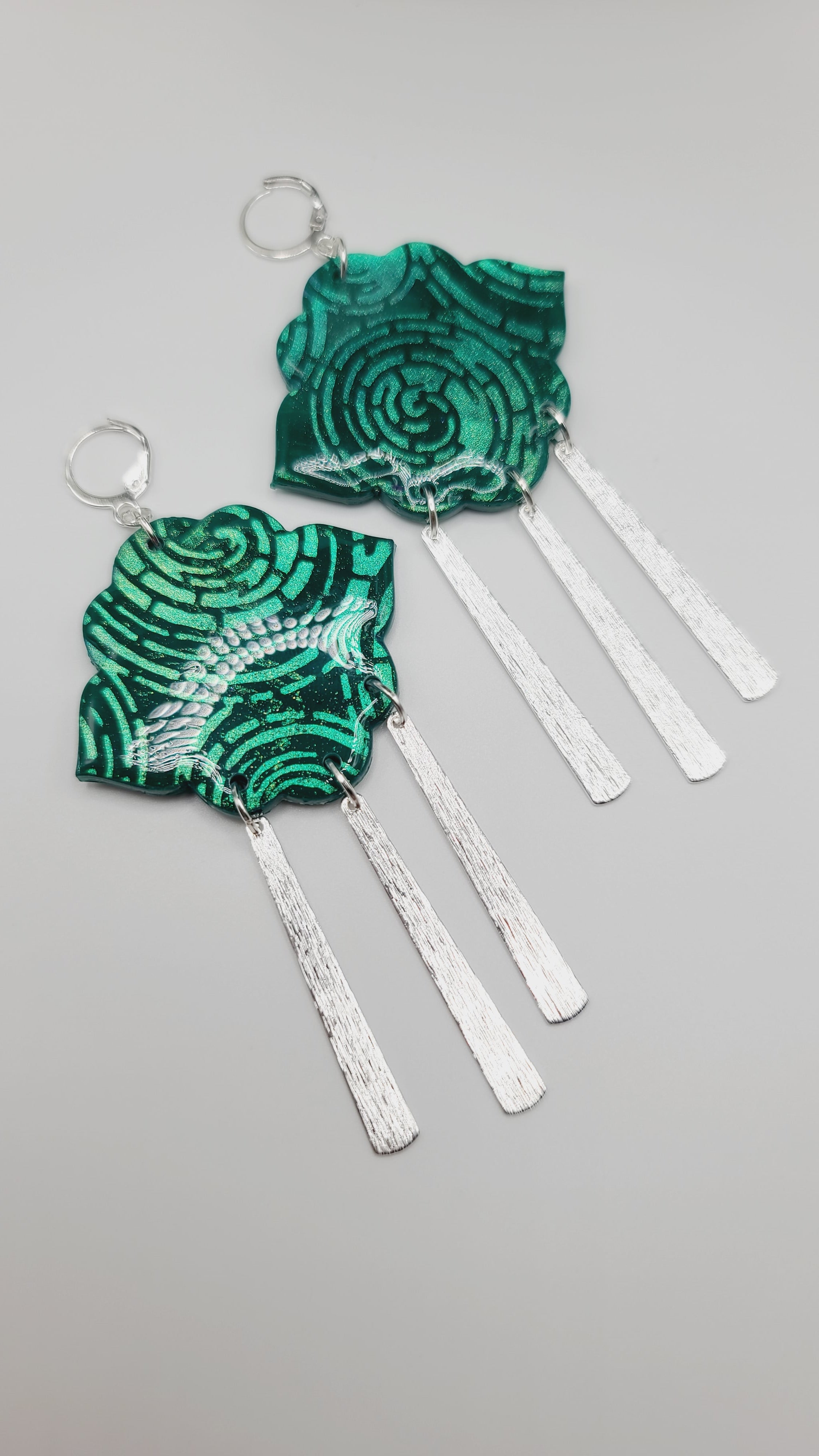 Teal green clay Earrings (Savage Silver 1374)