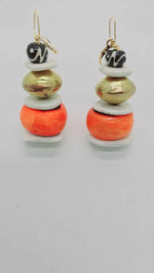 Orange batik bone Earrings (Ethnix 1328)