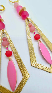 Pink and brass earrings! (1281 Mosaic)