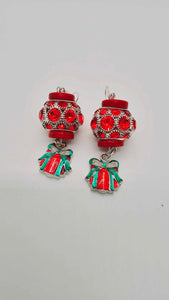 Red pave holiday Earrings (Short 1457)