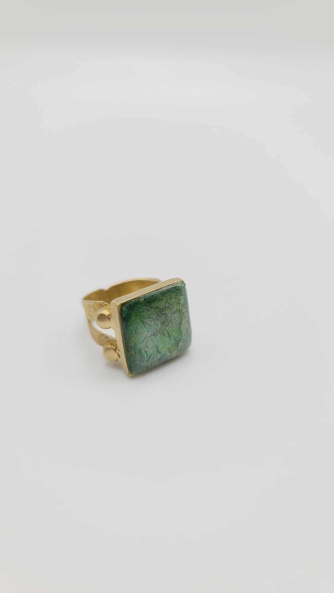 Brass green clay Ring (Bracelet 1405)