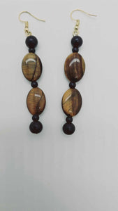 Tiger Eye and black Earrings (Ethnix 1327)