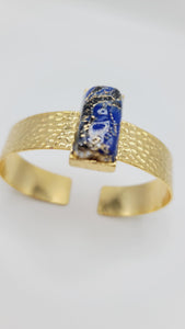 Gold hammered blue clay Bracelet (Bracelet 1512)