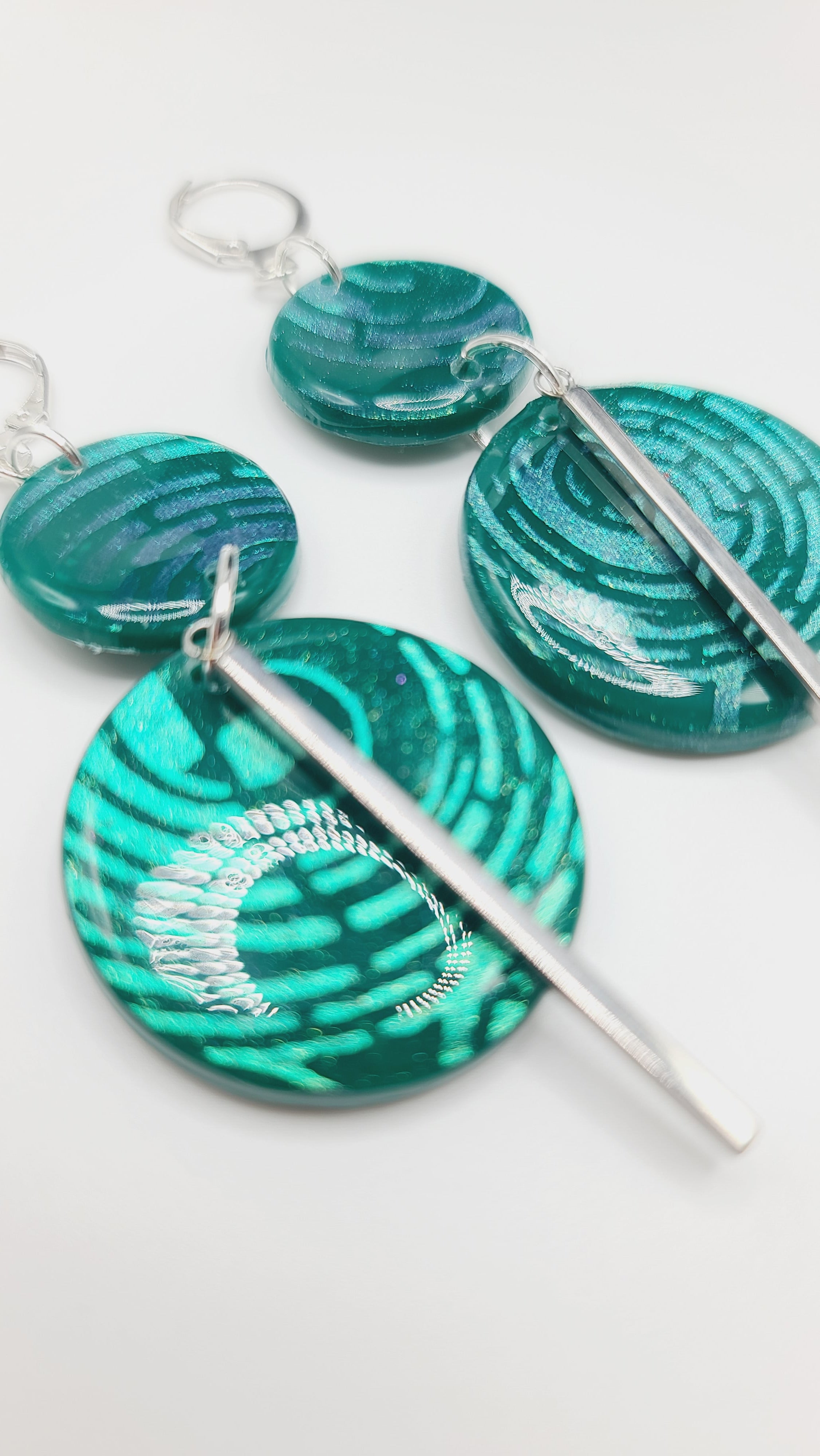 Teal green clay Earrings (Mosaic 1376)