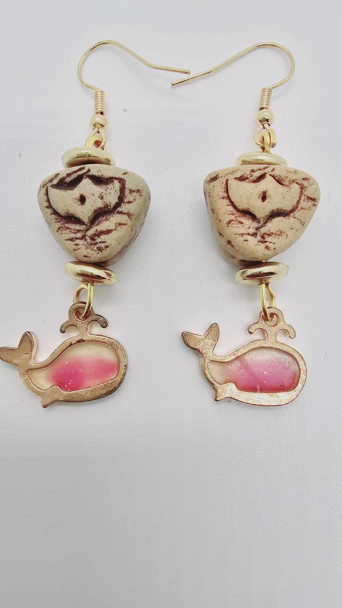 Pink whale Earrings (Short 1451)