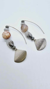 Silver beaded earrings! (1283 Mosaic)
