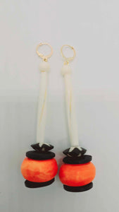 Orange and black Bracelet and earrings set (Ethnix 1309)