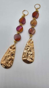 Rose Colored Faceted Glass Beaded Earrings (Gold Rush 1470)