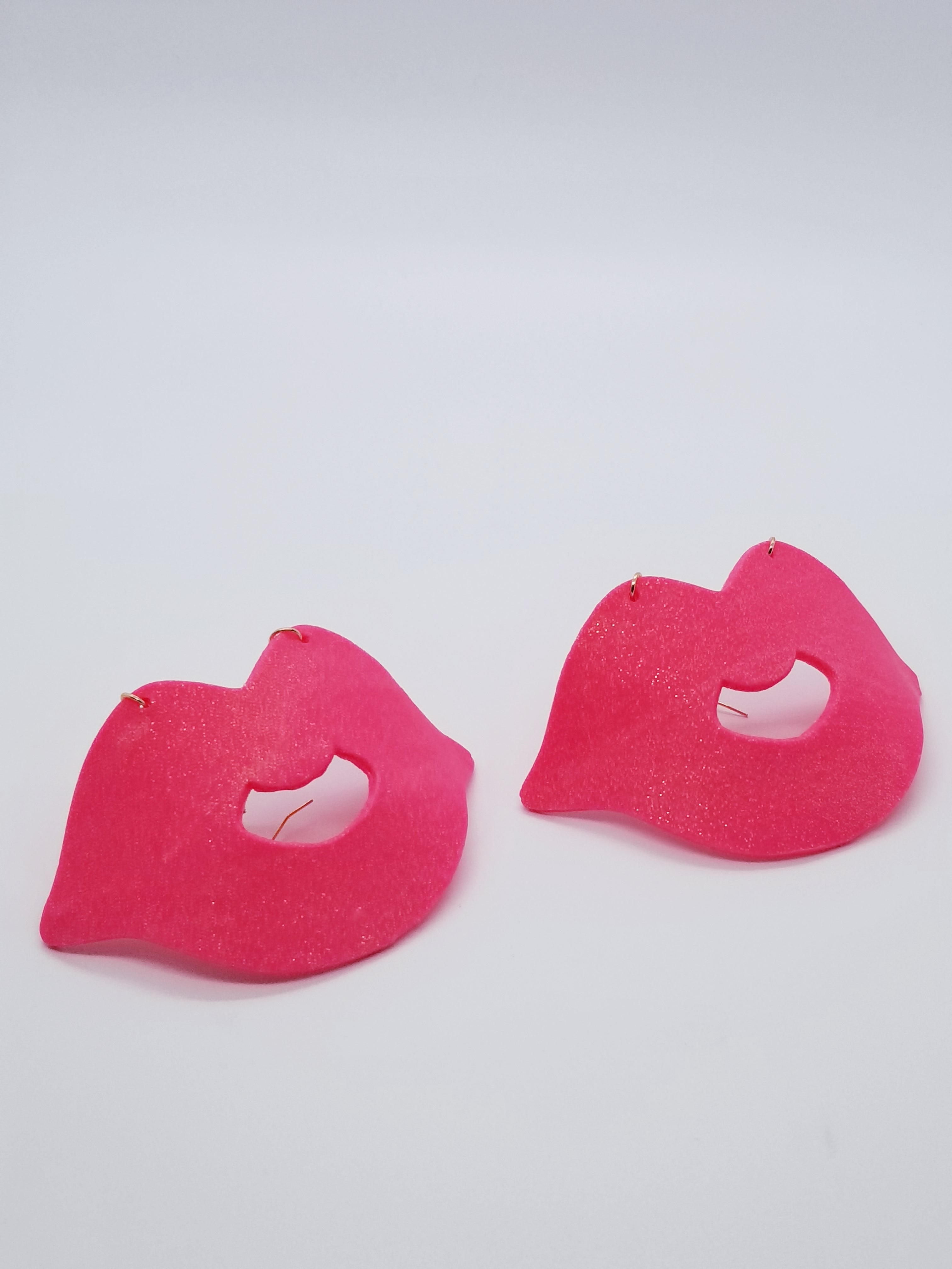 Length: 4 inches | Weight: 0.8 ounces   Designed just for you! The earrings are handmade using hot pink polymer clay lip shaped design, gold chains, gold jump rings, and hypoallergenic hooks with back closures. 