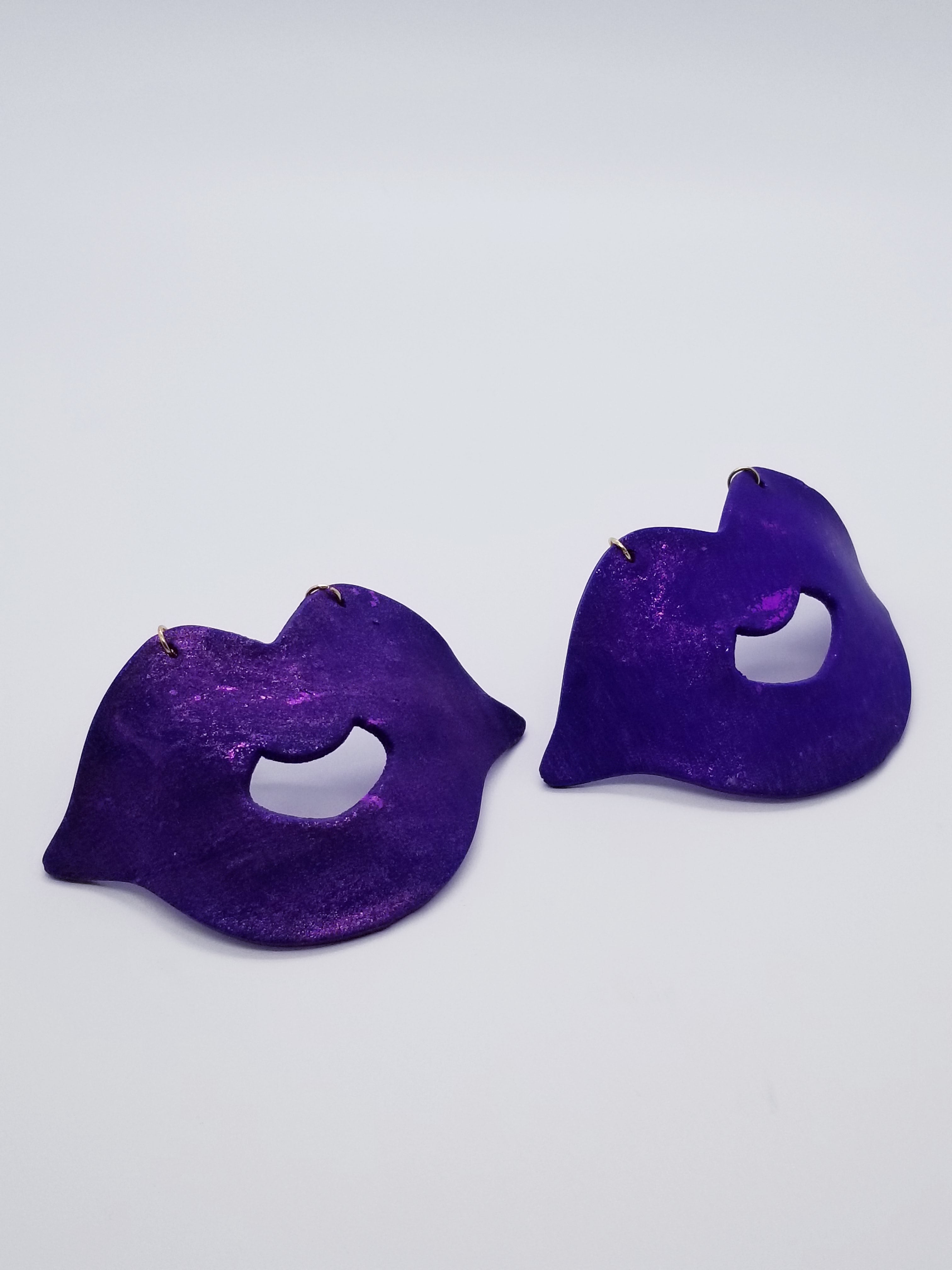 Length: 4 inches | Weight: 0.8 ounces   Designed just for you! The earrings are handmade using purple polymer clay lip shaped design, gold chains, gold jump rings, and hypoallergenic hooks with back closures. 