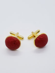 Length: 1 inches | Weight: 0.3 ounces  Designed just for you! The gold plated cufflinks cuff button crimson red matte polymer clay Cabochon design. Metal is high polish finish and plating, stylish simple design, comfortable to wear, and  fits well. 