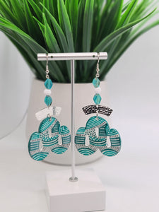 Turquoise mudcloth print clay earrings (Ethnix 731)